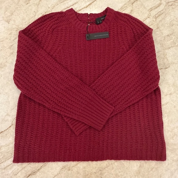 360 Cashmere Wool Blend Sweater Open Back Women's M Red - Picture 3 of 9